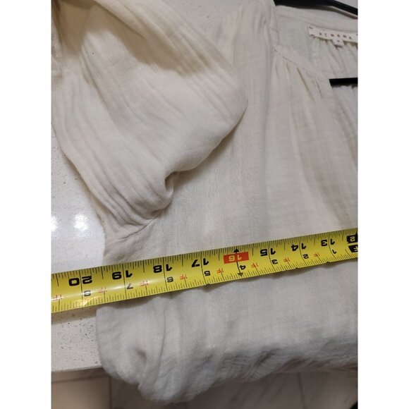 Xirena Gauze Cotton Long Sleeve Peasant Blouse Top Womens Size Small Cream - Picture 5 of 5